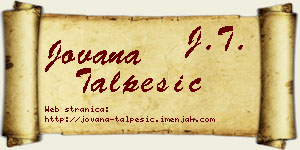 Jovana Talpešić vizit kartica